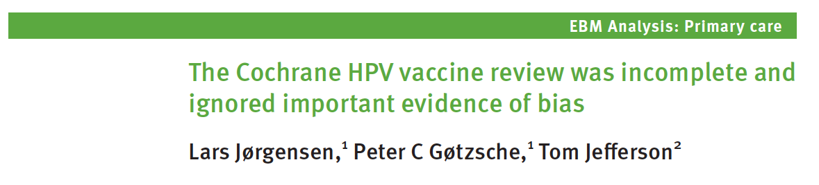 Sesgos graves en la nueva revisión Cochrane sobre la vacuna del papiloma