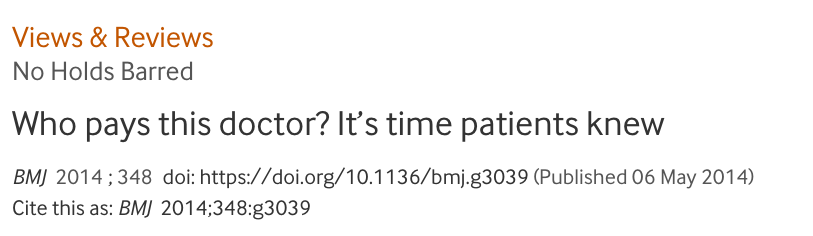¿Quién paga a tu médico? Por Margaret McCartney