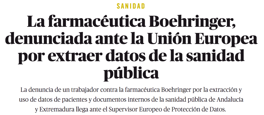 Los servicios públicos de salud incapaces de proteger los datos de pacientes y profesionales. Boehringer investigada por haber utilizado información confidencial para vender Pradaxa